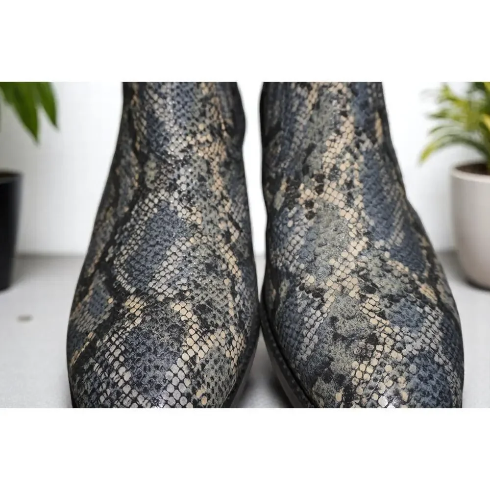 Skechers Faux Snakeskin Chelsea Boots Men’s Size 10 | Western-Inspired Slip-On